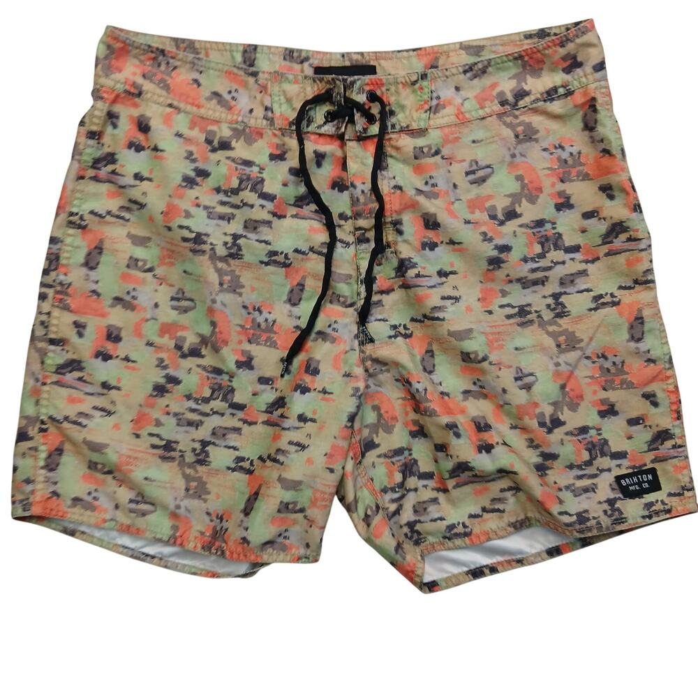 Brixton Mens 34 Abstract Camo Drawstring Swim Board Shorts Trunks